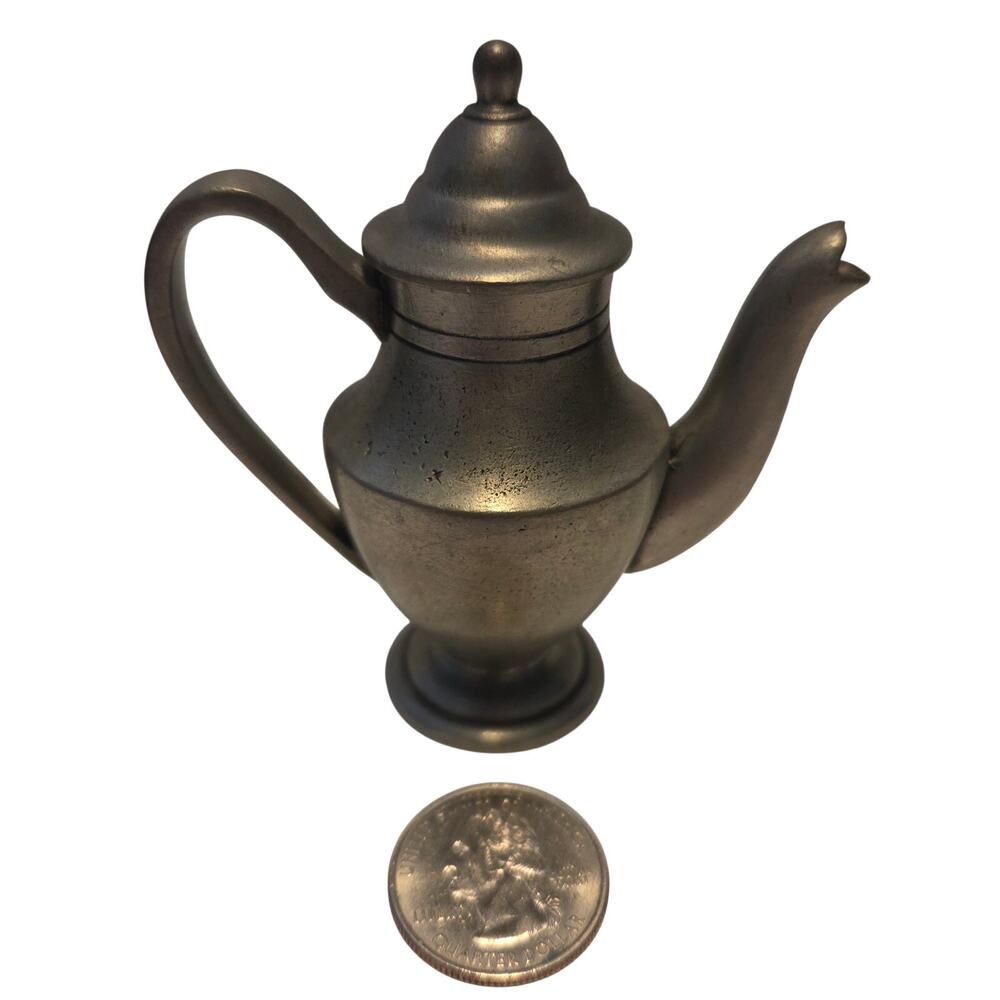 Vintage Universal Pewter Miniature Teapot Removable Lid